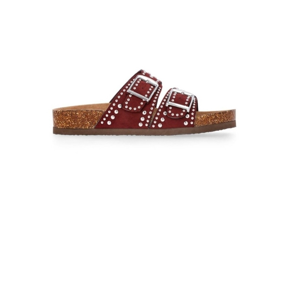 Studded Comfort Footbed Slide Sandals Burgundy 9 New NWT - Picture 2 of 6
